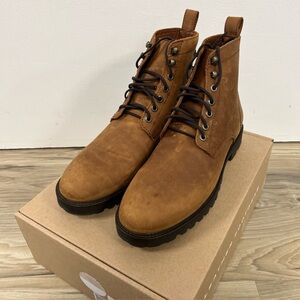 Patina London Caribou (Light Brown) Leather Laceup Lug Boots Mens Size 11.5 NIB